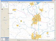 Janesville-Beloit Metro Area Wall Map Basic Style